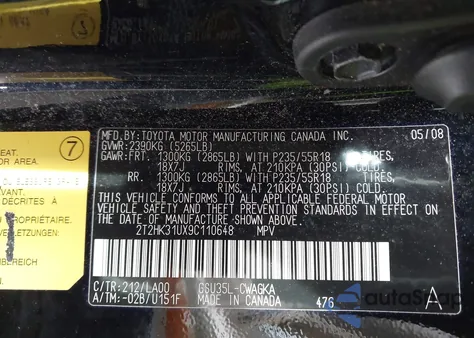 2009 Lexus Rx 350 z USA, uszkodzony, nr VIN 2T2HK31UX9C110648